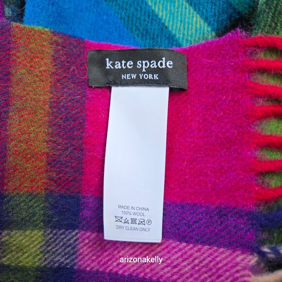 NWOT kate spade Plaid Mix Yarn Dye Wool Multicolor Colorful - Picture 3 of 12
